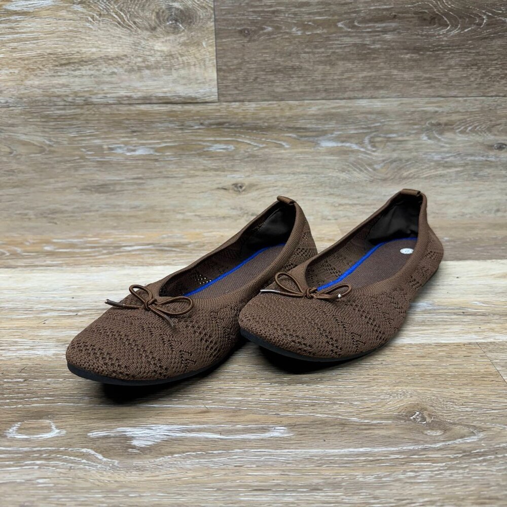 Heawish Brown Crocket Lace Ballet Flat Women's Size 10